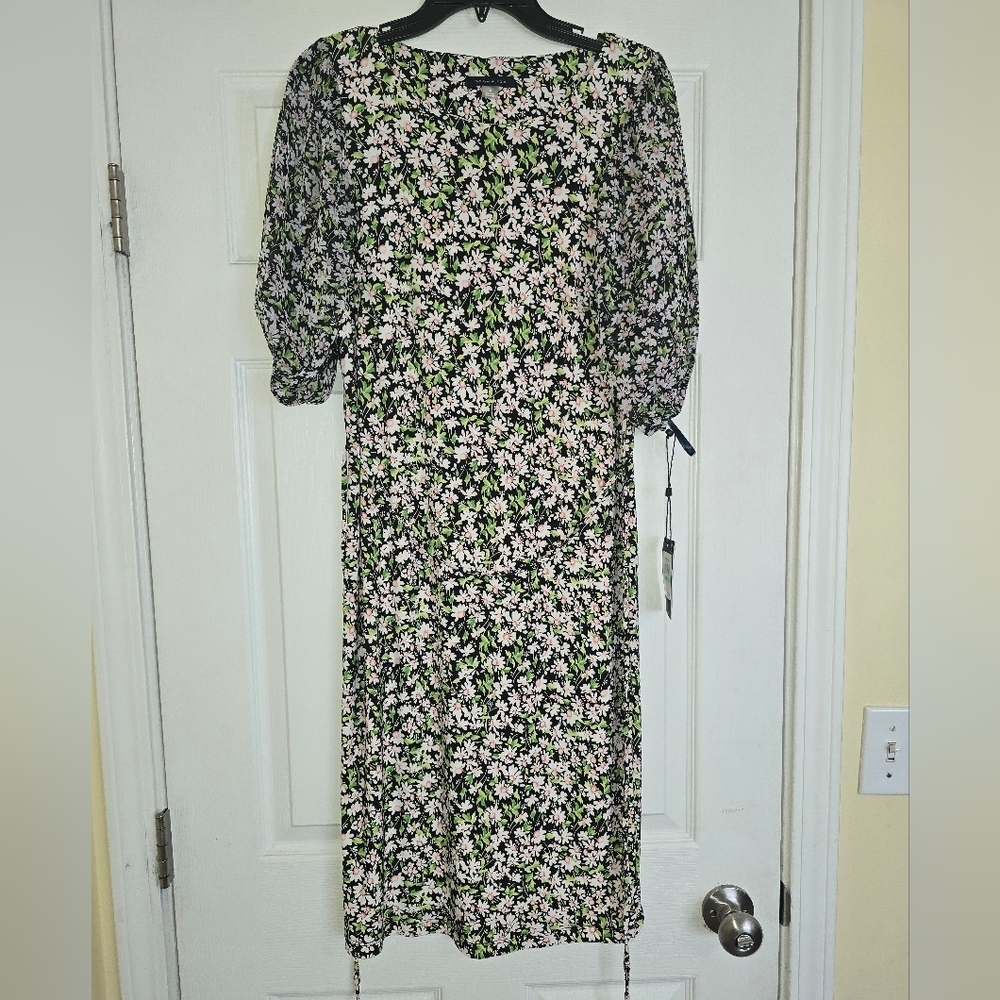 Tommy Hilfiger Floral Black Green Pink Knee Length Spring Summer Dress